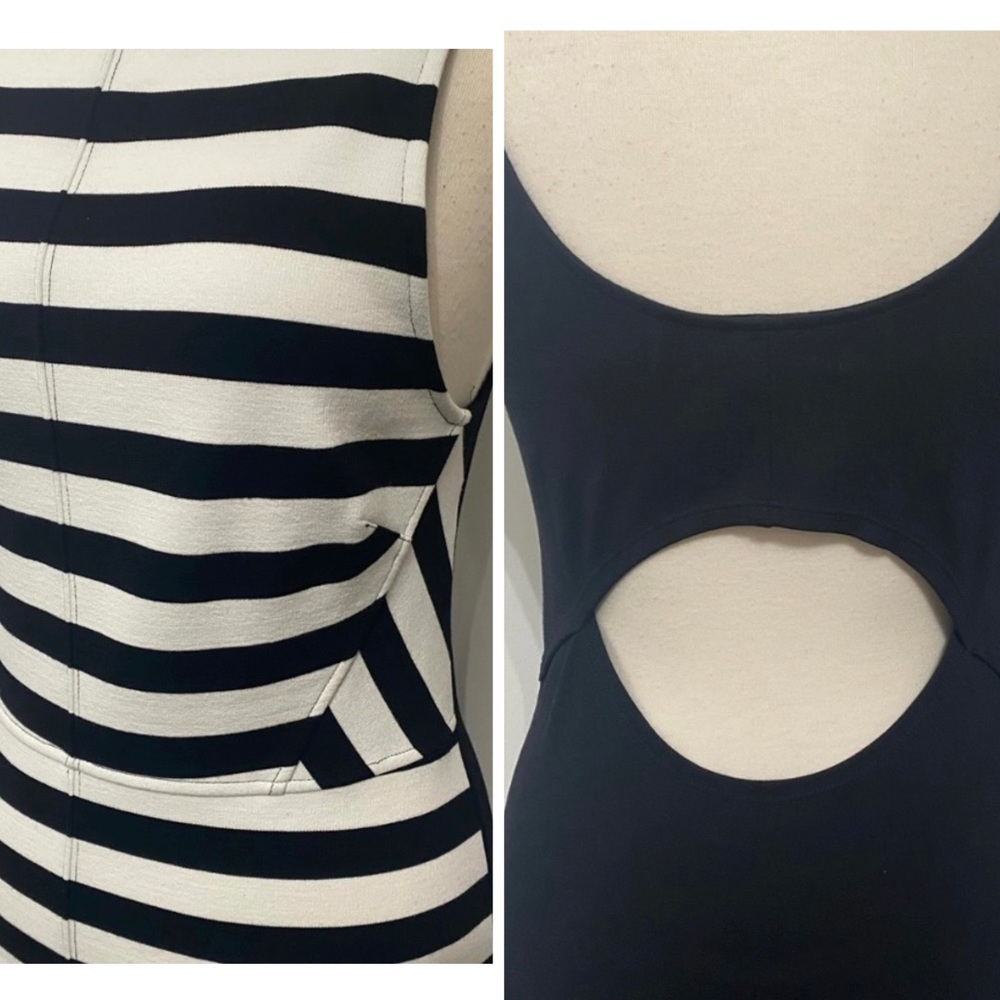 SANCTUARY Black/White Striped Top with Cutout Back - Size S